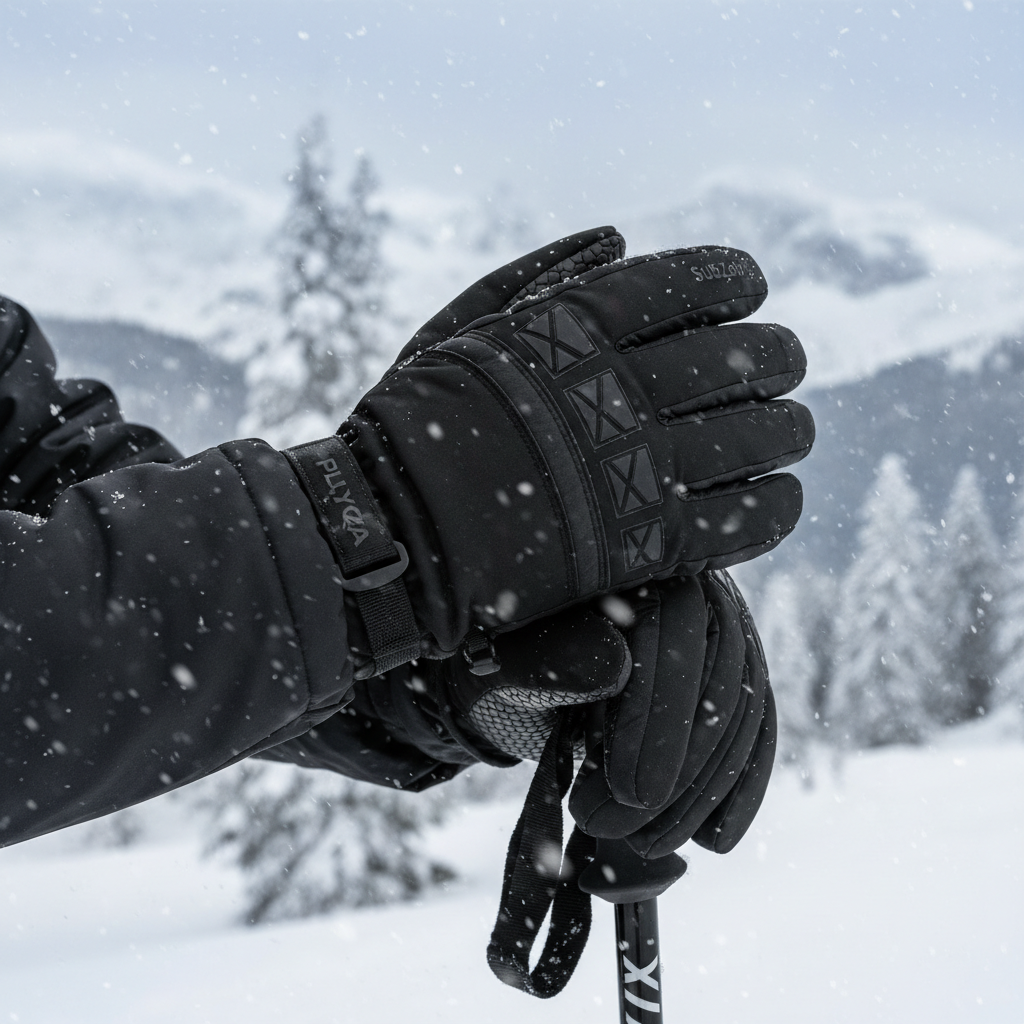 Black PLYQA SubZero Waterproof Thermal Gloves lifestyle shot