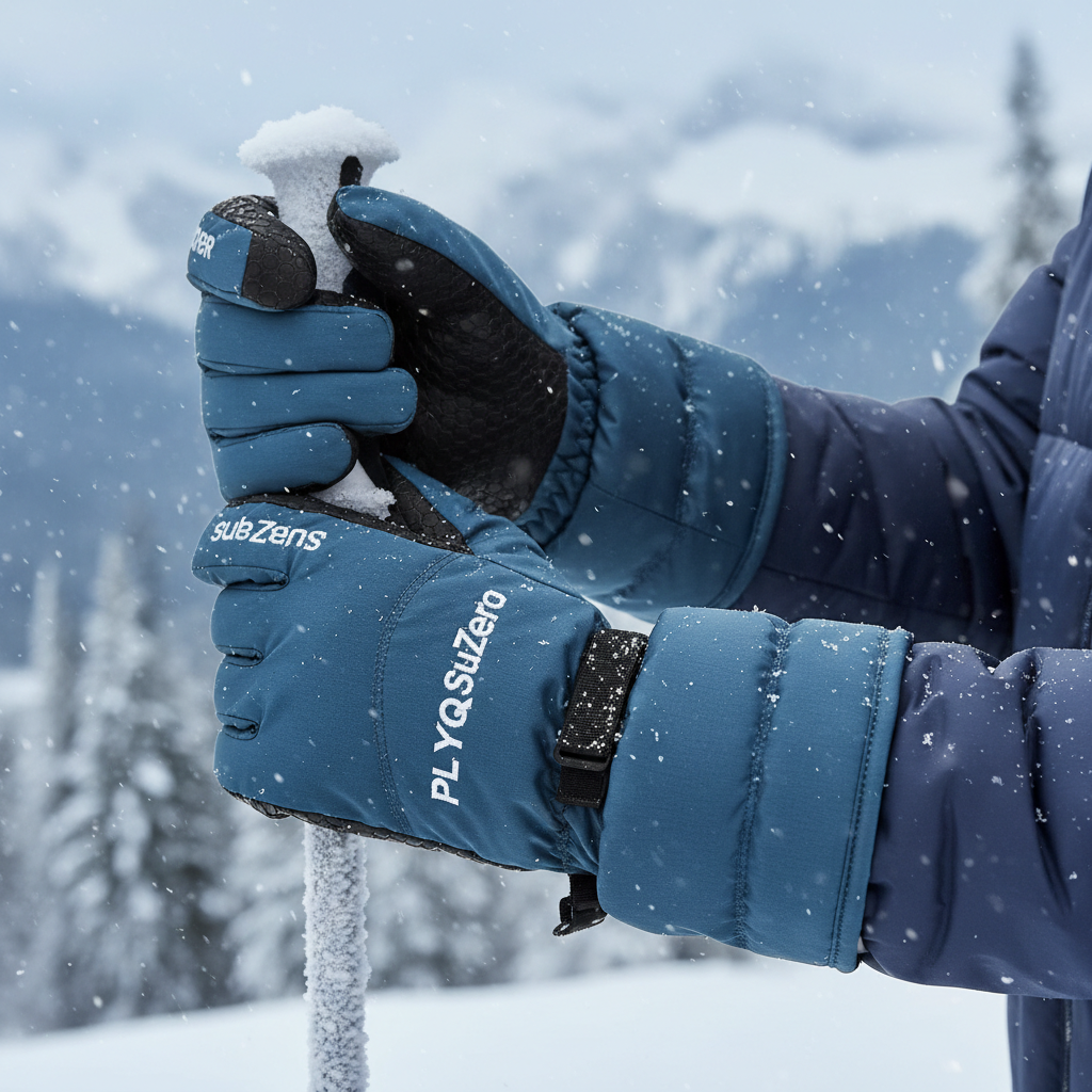 Blue PLYQA SubZero Waterproof Thermal Gloves lifestyle shot
